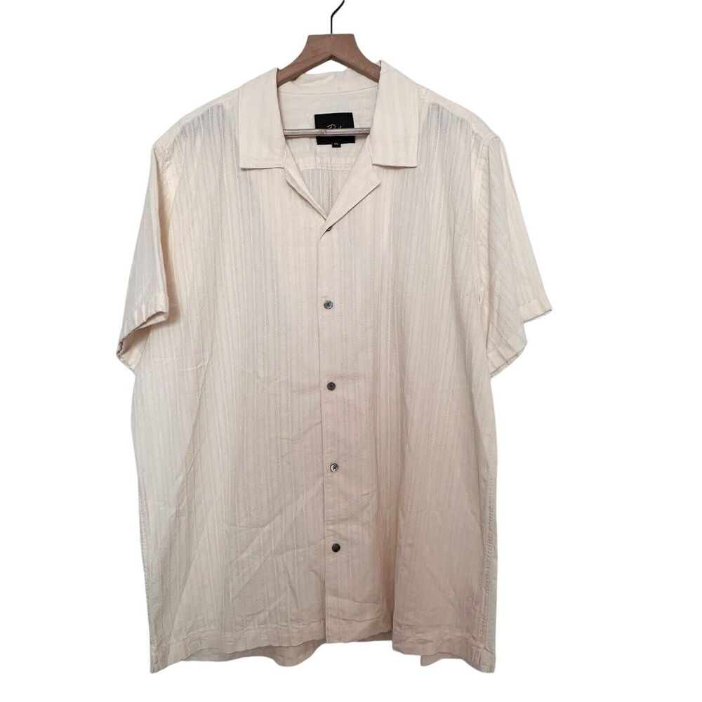 Rails Men's XXL Loose Fit Textured Cotton beige Resort Button Down Shirt